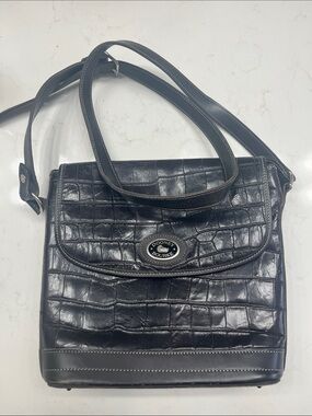 Dooney & Bourke Black Croc-Embossed Crossbody Bag